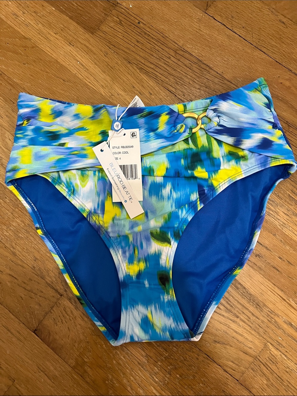 Bleu Rod Beattie Blue, Yellow & Green High-Waist Bikini Bottom